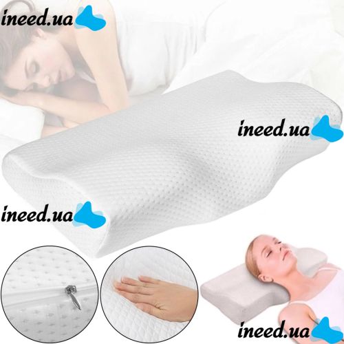 Ортопедична подушка з ефектом пам'яті Memory Latex Pillow TV50092 анатомічна Гіпоалергенна подушка з двома валиками для підтримки шиї і плечей