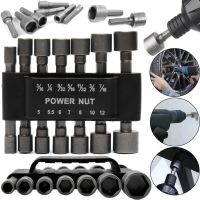 A set of hexagon socket heads Power Nut Driver 14PCS a set of quick-change nozzles with a storage holder, reinforced bits for a screwdriver