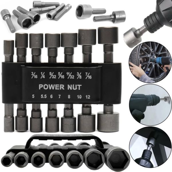 Набор торцевых шестигранных головок Power Nut Driver 14PCS комплект быстросменных насадок с держателем для хранения, усиленные биты для шуруповерта