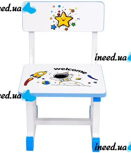 Bambi JU-5129 Convertible Children's Desk and Chair Set—Height-Adjustable Desk and Chair with Shelves and Backpack Holder, 26X-156, Blue