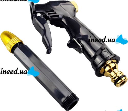 Набір для поливу і миття авто з трубкою Water Gun H2 регульований розпилювач, насадка пістолет високого тиску з з'єднувачами і шлангом 5 м