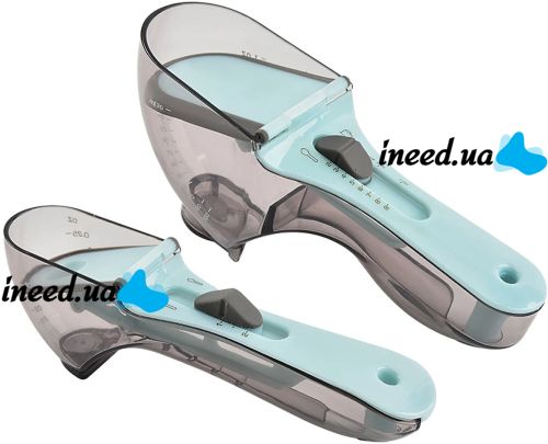 Мірні регульовані ложки Adjustable Measuring Spoon 2 в 1 пластикові ємності ваги з регулятором об'єму для сухих і рідких інгредієнтів 130 мл