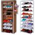 Folding Fabric Closet Organizer Compages Shoes Shelf T-1099 Folding Frame Shoe Storage Rack Shoe Cabinet 160X60X30 Brown