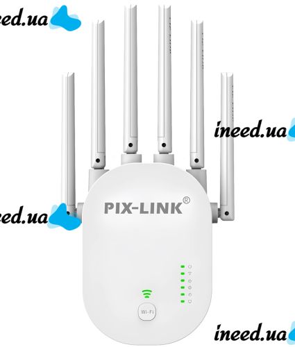 Бездротовий WI-FI ретранслятор Repeater Pix-Link LV-WR60T підсилювач сигналу до 300 Мбіт з WLAN ретранслятор розширювач діапазону вай фай роутера 6 антен