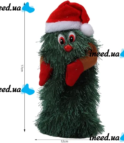 Dancing Xmas Tree ET02 interactive Christmas tree 17x10 cm rotating musical Christmas tree with hat on batteries