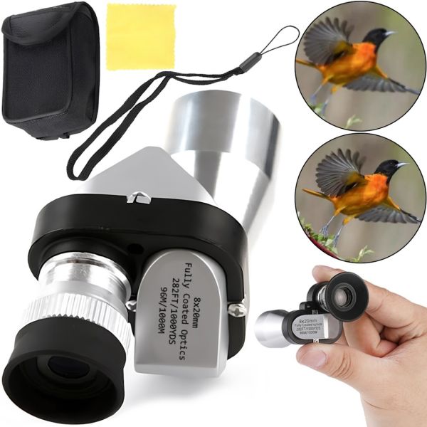Handheld Mini Monocular Telescope Telescope 8x20 mm HD Optical Lens 9x6x4 cm Portable Pocket Monocular, Waterproof Telescope with Case