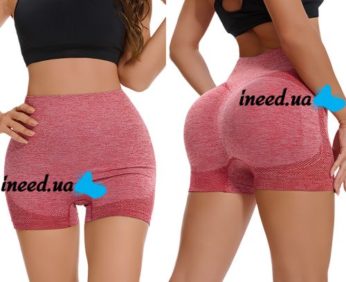 Women's Seamless Lifting Yoga Shorts XZY8855 Stretchy High Waist Push-Up Sport Cycling Shorts for Fitness Pink S-XXL