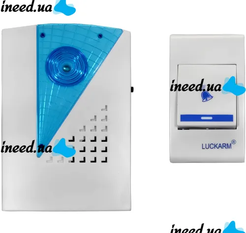 Дверний дзвінок Luckarm Intelligent D006 від розетки 220V бездротова кнопка передавач сигналу і приймач від мережі на 38 мелодій для вхідних дверей до 100 м