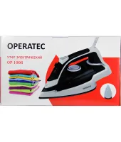 Ручной паровой утюг Operatec OP-1006 2200W с керамической подошвой и регулятором подачи пара для глажки и отпаривания одежды от сети Черный