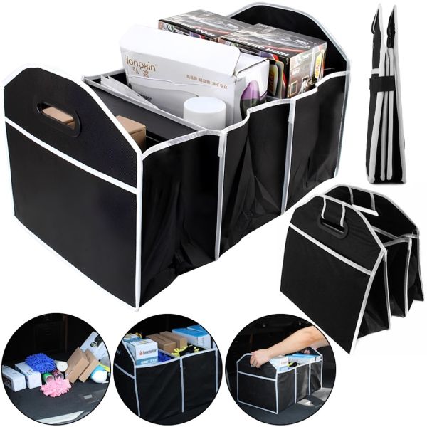 Складная сумка органайзер Car Boot Organiser CR-113 в багажник автомобиля, раскладной тканевый ящик на 5 отсеков для хранения мелочей в авто