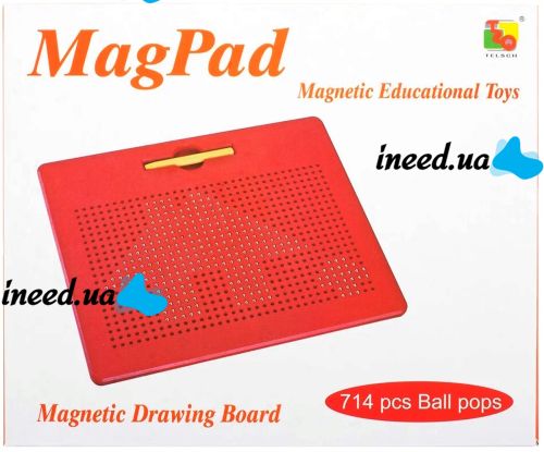 Магнітна дошка для малювання кульками MagPad 1763-2 на 714 магнітів зі стилусом, дитячий розвиваючий Магнітний планшет для творчості TSQ-714