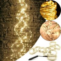 Indoor LED Garland Ponytail 200LED Diodes 2M 10 Strands Warm White For Home Garland Dew 10 Strings of 2 Meters USB Warm White
