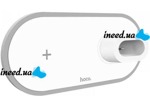 Бездротове зарядний пристрій Hoco CW21 Wisdom White 3 в 1 магнітна зарядка магсейф для телефону і навушників IOS Android з виходом Type-C Біла