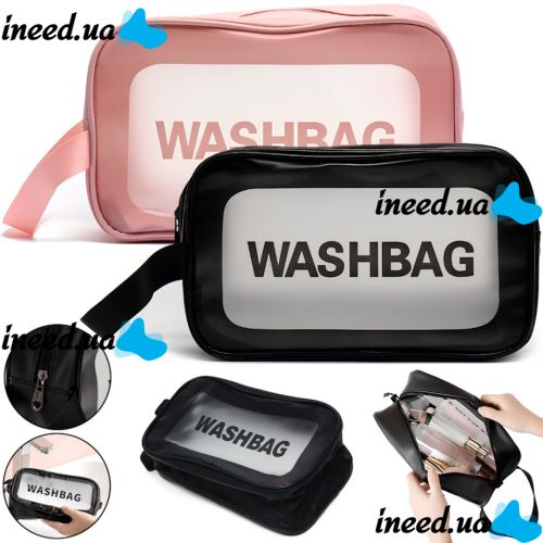 Косметичка органайзер для зберігання косметики Washbag XL-1018 прозора Дорожня сумка, водонепроникний несесер на блискавці з ручкою Travel Bag