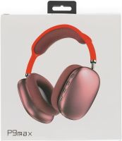 Накладні бездротові навушники Bluetooth Macaron P9 Max з AUX повнорозмірні блютуз стереонавушники зі слотом карти пам'яті MicroSD, TF Card червоні