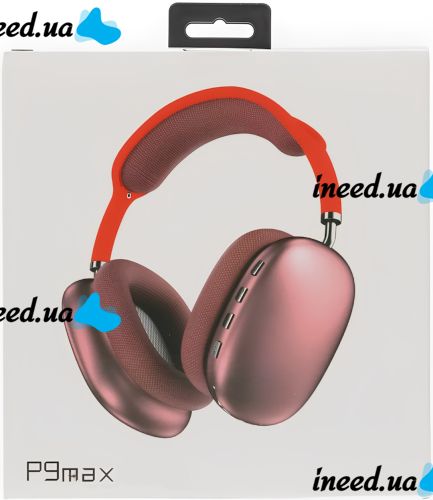 Накладні бездротові навушники Bluetooth Macaron P9 Max з AUX повнорозмірні блютуз стереонавушники зі слотом карти пам'яті MicroSD, TF Card червоні