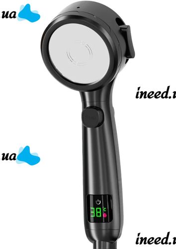 Shower head with Temperature Indicator Multifunctional Shower Head Shower Headset 4 jet modes, Turbo nozzle with LED display and Switch