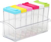Набір контейнерів для спецій Seasoning Six Piece Set 6 штук набір прозорих ємностей, кухонний органайзер для зберігання сипучих приправ на підставці