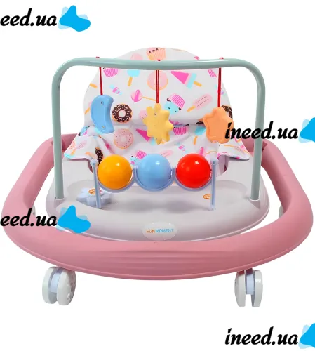 Детские игровые ходунки Fun Moment X-624 с музыкальной панелью, развивающие складные бегунки с погремушками на колесиках для малышей от 6 месяцев