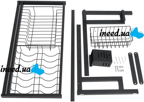 Сушарка для зберігання посуду над раковиною Storage Shelf Sink Rack XL - 738 двоярусна полиця для сушіння, настільний органайзер на мийку XY-6203 Чорний
