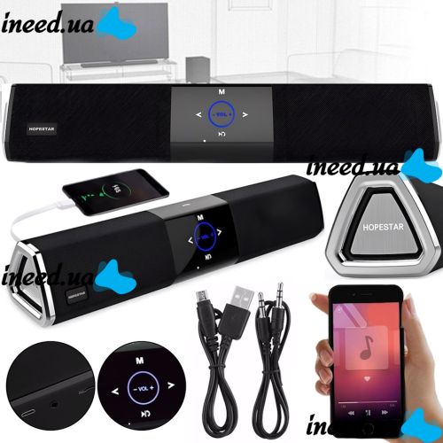 Portable Bluetooth Speaker Hopestar A3 Wireless Rechargeable Bluetooth Speaker with Touch Control and Backlight NFC MP3 AUX USB Black