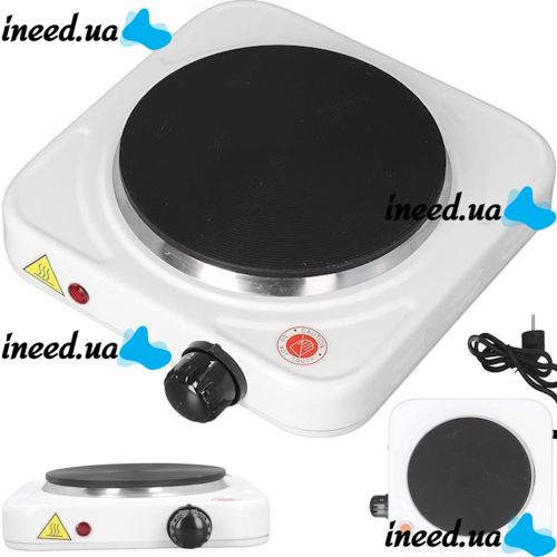 Hot Plate JX-1010A Desktop Electric Stove with 1 Burner, Single-burner 1000W Disc Electric Stove with 5-position Thermostat White