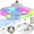CHP-008 2835 2-in-1 Electric Ceiling Fan with LED Light, E27 Socket, and Remote Control; RGB Chandelier with Fan
