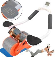 Автоматический ролик тренажер Healthy Abdomen Wheel DL-431 для пресса живота с отскоком и поддержкой локтя с дисплеем, Колесико с ковриком AND438