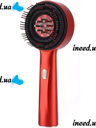 Беспроводная массажная расческа Scalp Massager Comb YKD-123B для укладки и завивки волос Аккумуляторная щетка с дозатором для массажа головы Красная