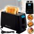 Domotec MS-263 650W electric toaster for 2 toasted bread with removable tray and toasting degree adjustment Black