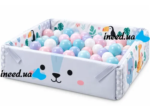 Детский развивающий коврик Ricokids Rabbit FK-2946 3в1 интерактивный манеж с мягкими бортиками, сухой бассейн с игрушками шариками для новорожденных