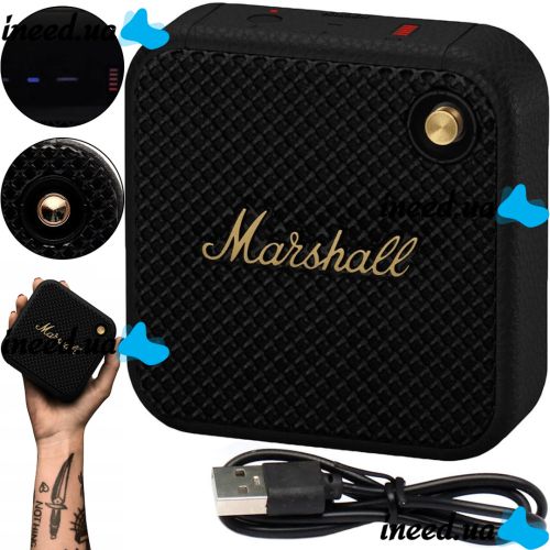 Marshall Willen BT Portable Speaker Wireless Waterproof Bluetooth Speaker Retro Style USB for Android IOS Black