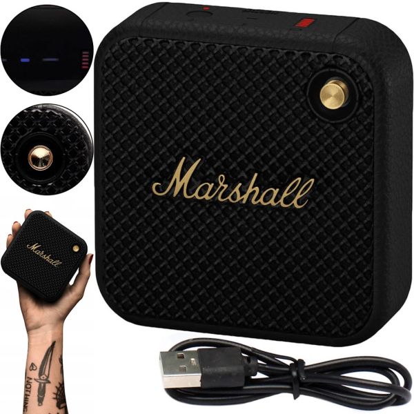 Портативная колонка Marshall Willen BT беспроводная водонепроницаемая акустическая Bluetooth система в ретро стиле USB для Android IOS Черная