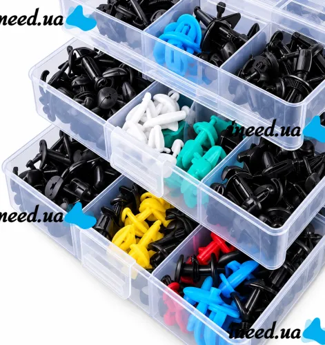 OEM H546 Set of Clips for Auto Trim—725-Piece Set of Removers for Fan Blades, Mounts, Seals, and Clamps in a Plastic Case for Repair and Installation