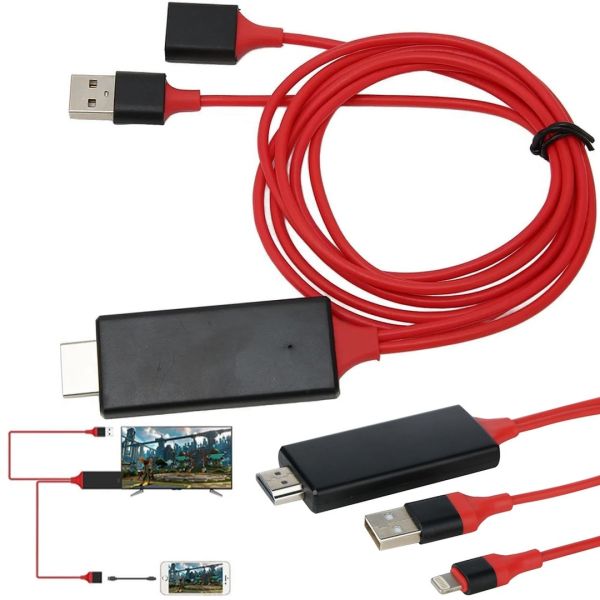 Конвертер видео MHL HDMI G02 гибкий переходник кабель для передачи HD видео с телефона на телевизор 1 м, адаптер на Type-C Micro G-02 Красный