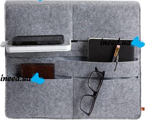 Фетровий органайзер для зберігання дрібниць Wireless Charge Bed Caddy підвісний тканинний чохол, приліжкова сумка з кишенями для пульта і дрібниць