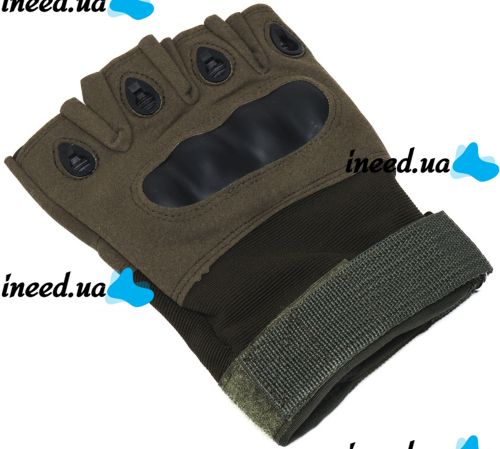 Tactical Gloves with Open Fingers Glove Support 7844 Fingerless Men's Military Gloves with Shockproof Inserts to Protect Knuckles Khaki