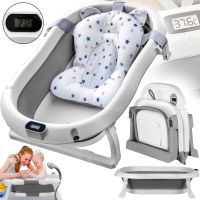 Smart Babyhood BH-334G folding baby bathtub for babies with LED thermometer, cushion and shower handle Grey