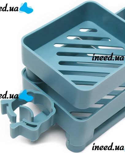 Полиця органайзер на кран Faucet Rack LY-282 багатофункціональний підвісний поворотний тримач на 3 яруси для мочалок і мила на змішувач Блакитний