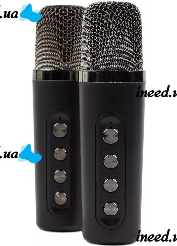 Rechargeable Karaoke Speaker Peterhot A99 Acoustic Bluetooth System with Two Wireless Microphones and RGB Color Music USB microSD CL-227