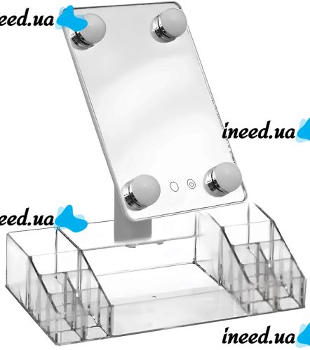Desktop Makeup Organizer Cosmetic Mirror 360 CY020-036 Touch Screen for Cosmetics with LED Backlight on Stand MAG-714 HH073-1 White