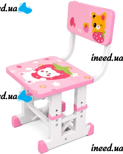Bambi JU-5129 Convertible Children's Desk and Chair Set—Height-Adjustable Desk and Chair with Shelves and Backpack Holder, 26X-157, Pink