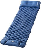 Inflatable tourist mattress Paccone SD-01 with pillow and built-in pump 190x60x5 cm karemat with headrest Outdoor Sleeping GS-710 Dark blue