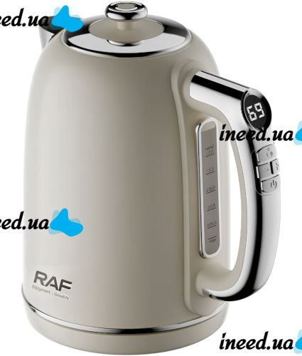 Electric kettle RAF R.7306W for 2 liters tabletop disk electric kettle RAF 2000W with temperature support and automatic unplugging White