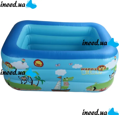 Детский надувной бассейн для купания Bestway JH-TZ13003 120x90 см прямоугольный игровой бассейн с мягким дном и сливом для малышей от 1 года VEN-1450
