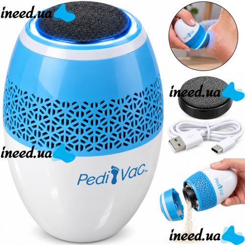 Pedi Vac R1-4921 Electric Foot File: Rechargeable Pumice Grinder for Cleaning Heels and Removing Calluses, with a USB-Powered Vacuum Cleaner