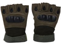 Tactical Gloves with Open Fingers Glove Support 7844 Fingerless Men's Military Gloves with Shockproof Inserts to Protect Knuckles Khaki