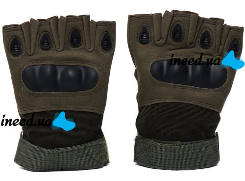 Tactical Gloves with Open Fingers Glove Support 7844 Fingerless Men's Military Gloves with Shockproof Inserts to Protect Knuckles Khaki