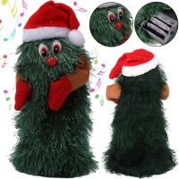 Dancing Xmas Tree ET02 interactive Christmas tree 17x10 cm rotating musical Christmas tree with hat on batteries