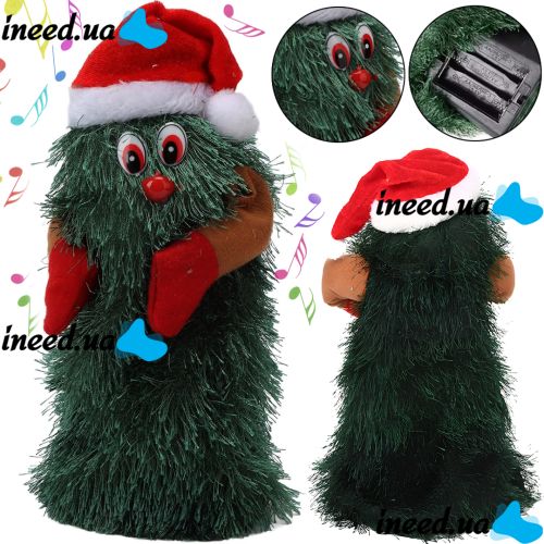 Dancing Xmas Tree ET02 interactive Christmas tree 17x10 cm rotating musical Christmas tree with hat on batteries